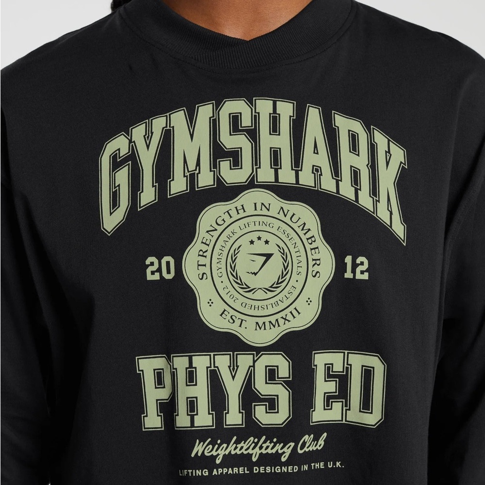 Gymshark Black and Green Long Sleeve Tee